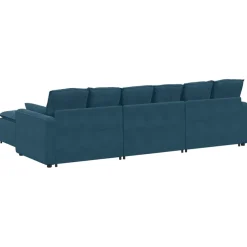 vidaXL Modulaire bank met voetenbank en kussens blauw
