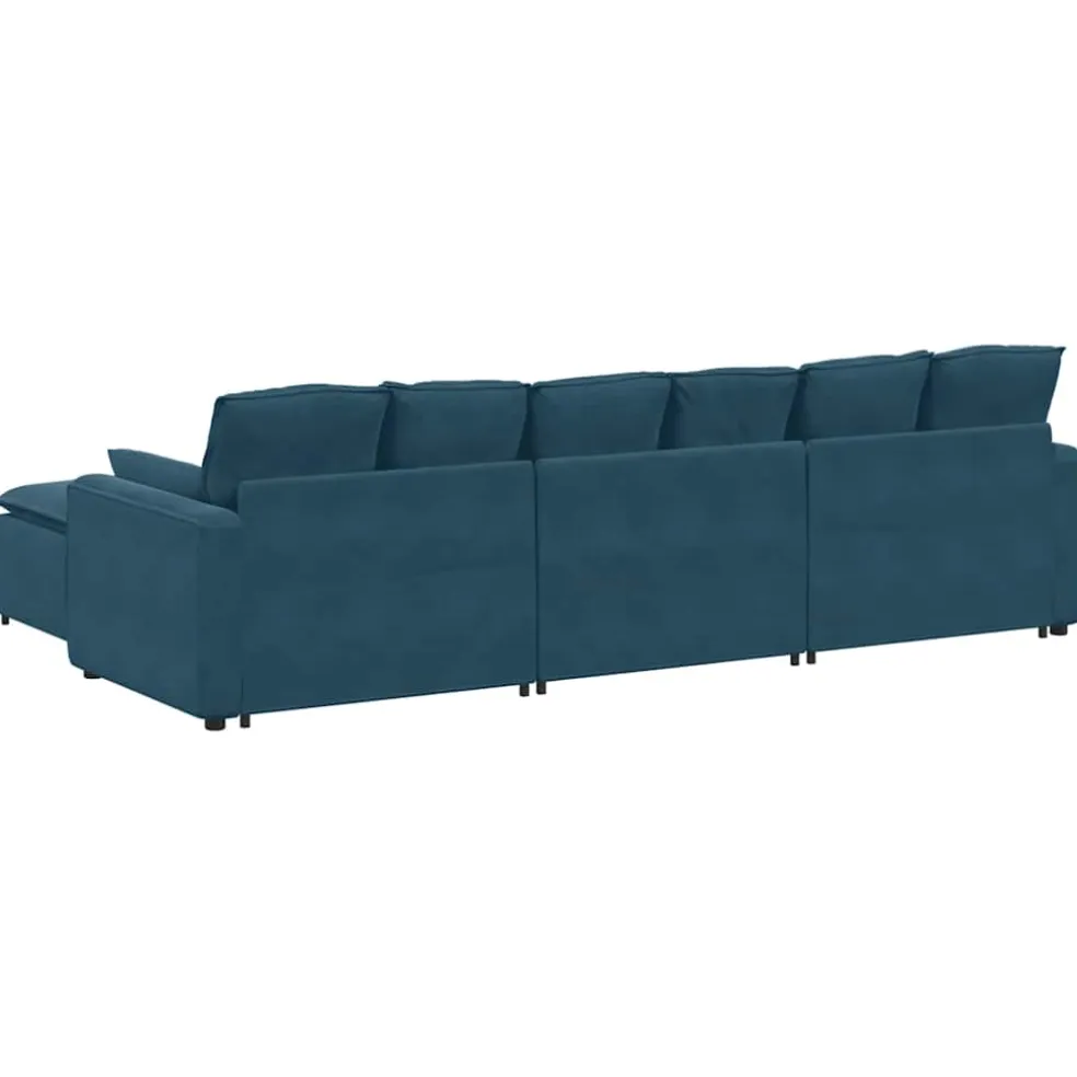 vidaXL Modulaire bank met voetenbank en kussens blauw