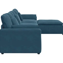 vidaXL Modulaire bank met voetenbank en kussens blauw