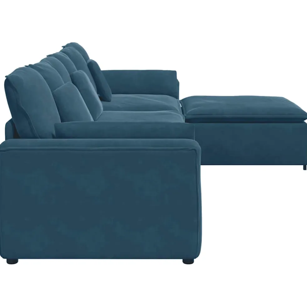 vidaXL Modulaire bank met voetenbank en kussens blauw