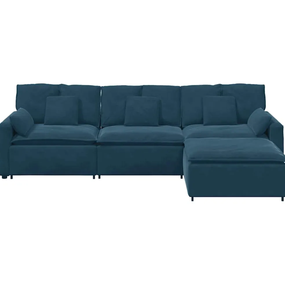vidaXL Modulaire bank met voetenbank en kussens blauw