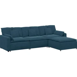 vidaXL Modulaire bank met voetenbank en kussens blauw