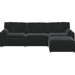 vidaXL Modulaire bank met voetenbank en kussens zwart