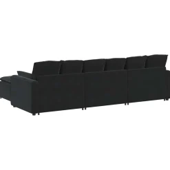 vidaXL Modulaire bank met voetenbank en kussens zwart