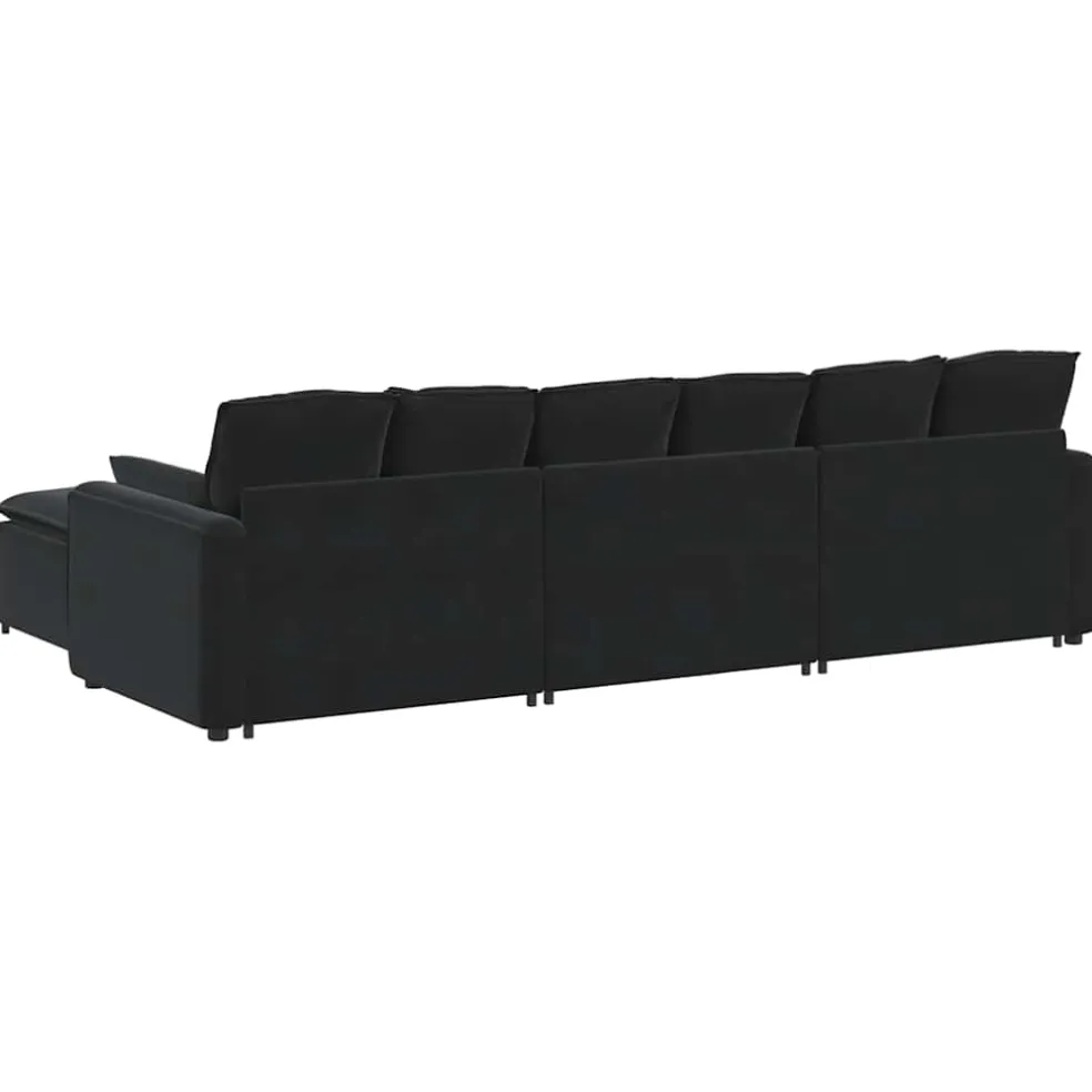 vidaXL Modulaire bank met voetenbank en kussens zwart