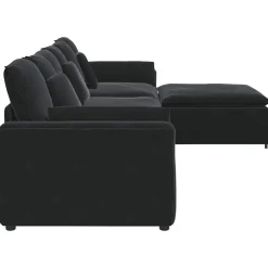 vidaXL Modulaire bank met voetenbank en kussens zwart
