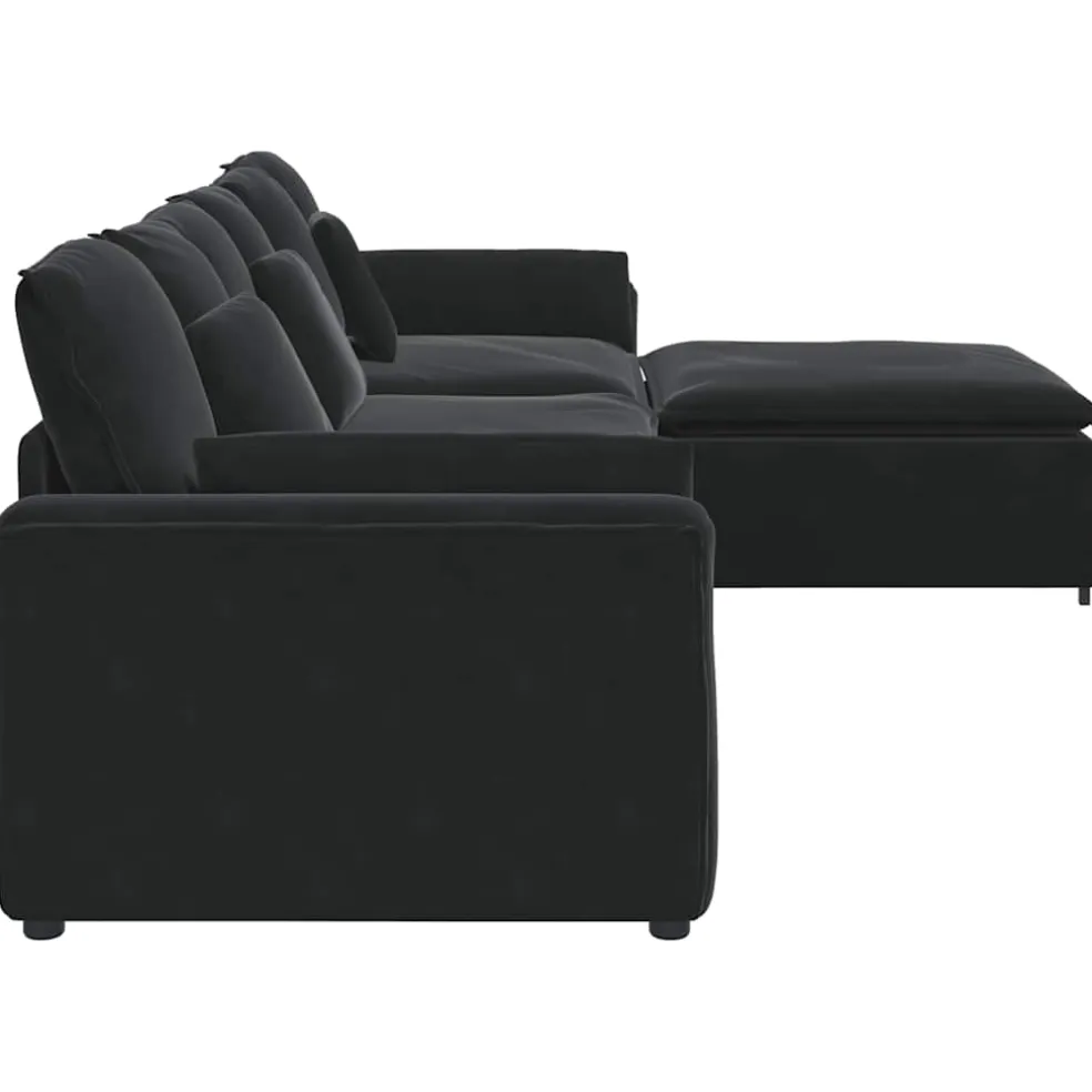 vidaXL Modulaire bank met voetenbank en kussens zwart