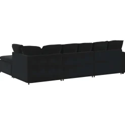 vidaXL Modulaire bank met voetenbank en kussens fluweel zwart