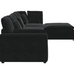 vidaXL Modulaire bank met voetenbank en kussens fluweel zwart
