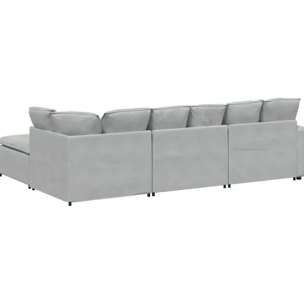 vidaXL Modulaire bank met voetenbank en kussens fluweel lichtgrijs