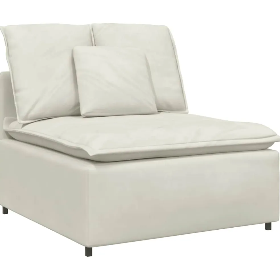 vidaXL Modulaire bank middenmodule met kussens 100 cm crèmekleurig