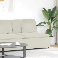 vidaXL Modulaire bank middenmodule met kussens 100 cm crèmekleurig