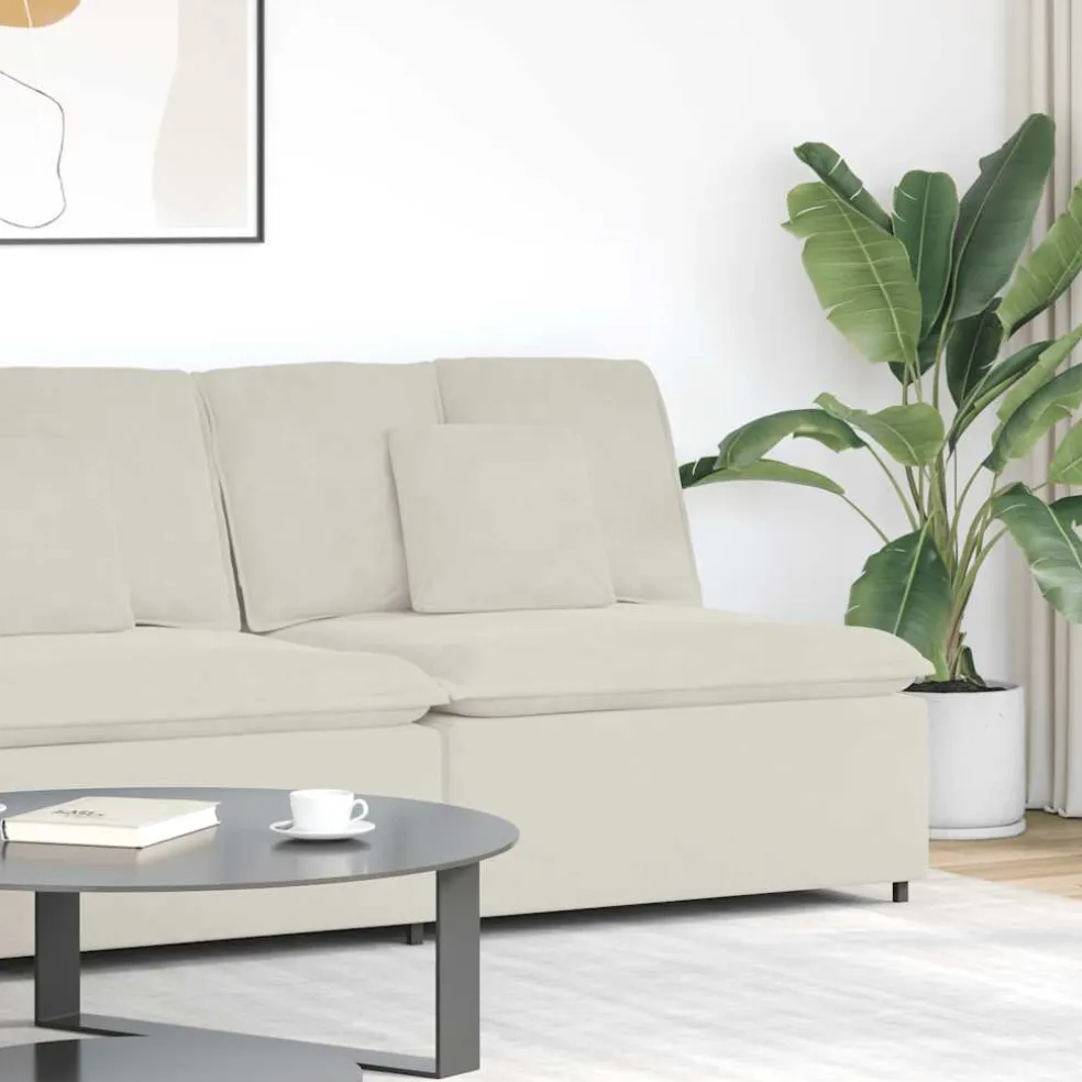 vidaXL Modulaire bank middenmodule met kussens 100 cm crèmekleurig