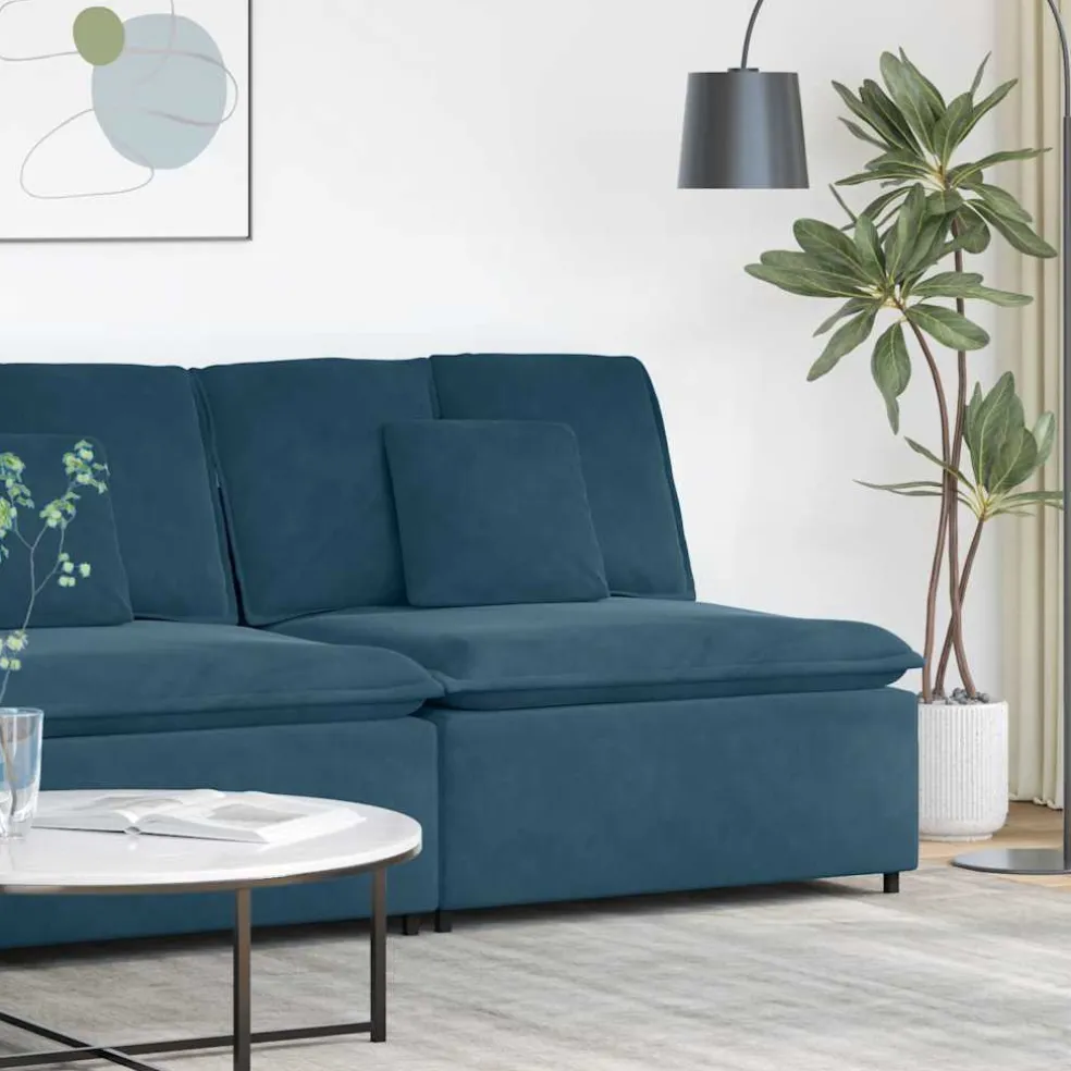 vidaXL Modulaire bank middenmodule met kussens 100 cm blauw