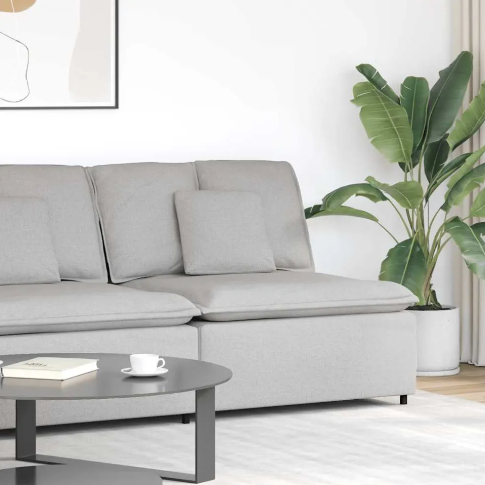 vidaXL Modulaire hoekmodule bank met kussens 100 cm wolk grijs