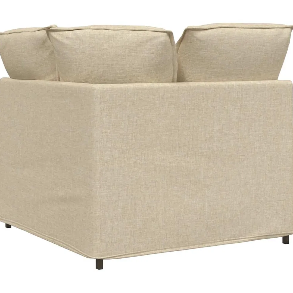 vidaXL Modulaire hoekmodule bank met kussens 100 cm crèmekleurig
