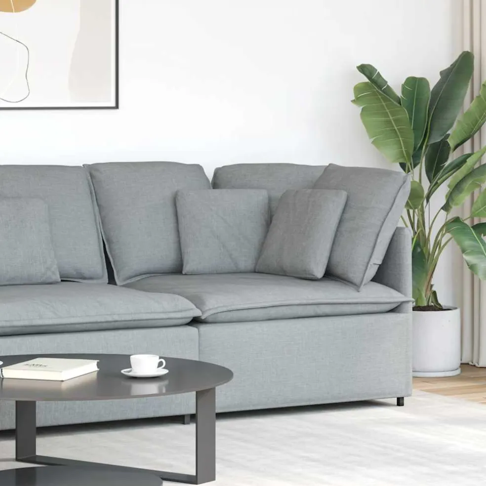 vidaXL Modulaire hoekmodule bank met kussens 100 cm lichtgrijs