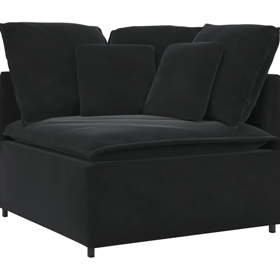 vidaXL Modulaire hoekmodule bank met kussens 100 cm zwart