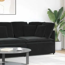 vidaXL Modulaire hoekmodule bank met kussens 100 cm zwart