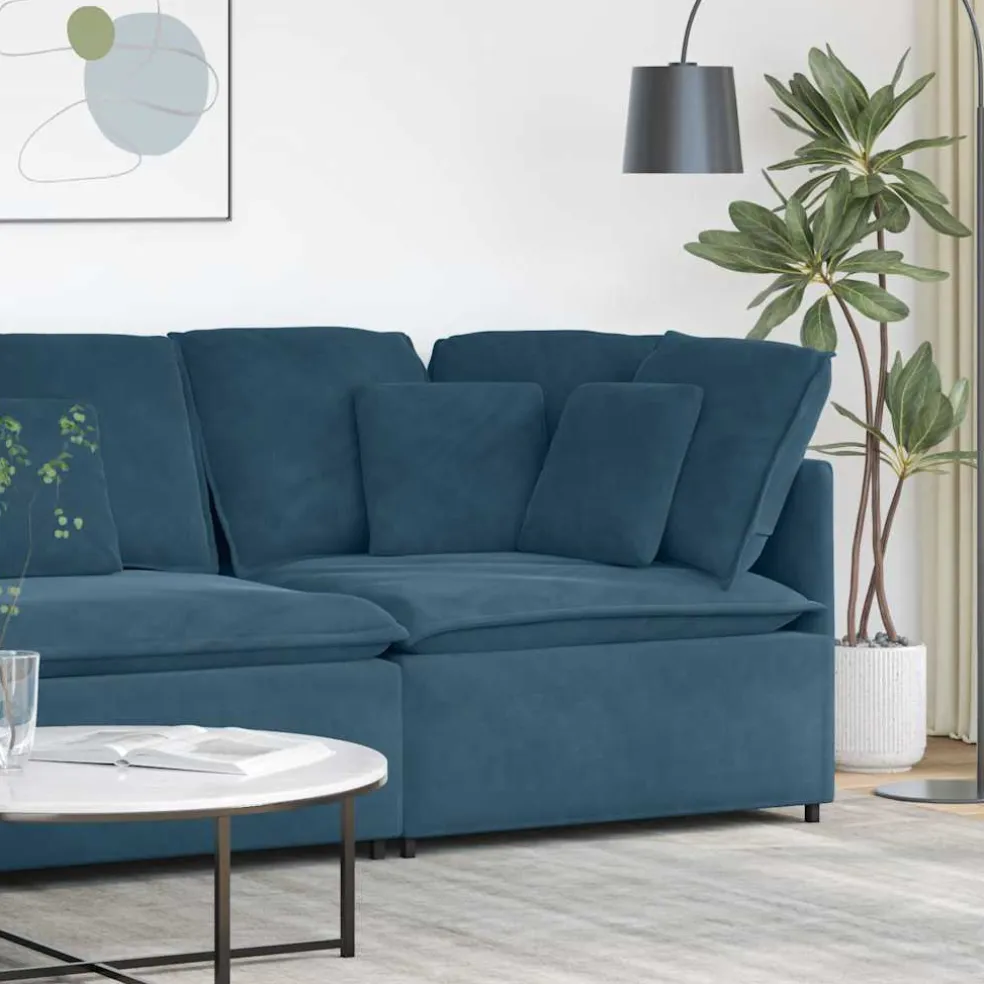 vidaXL Modulaire hoekmodule bank met kussens 100 cm blauw