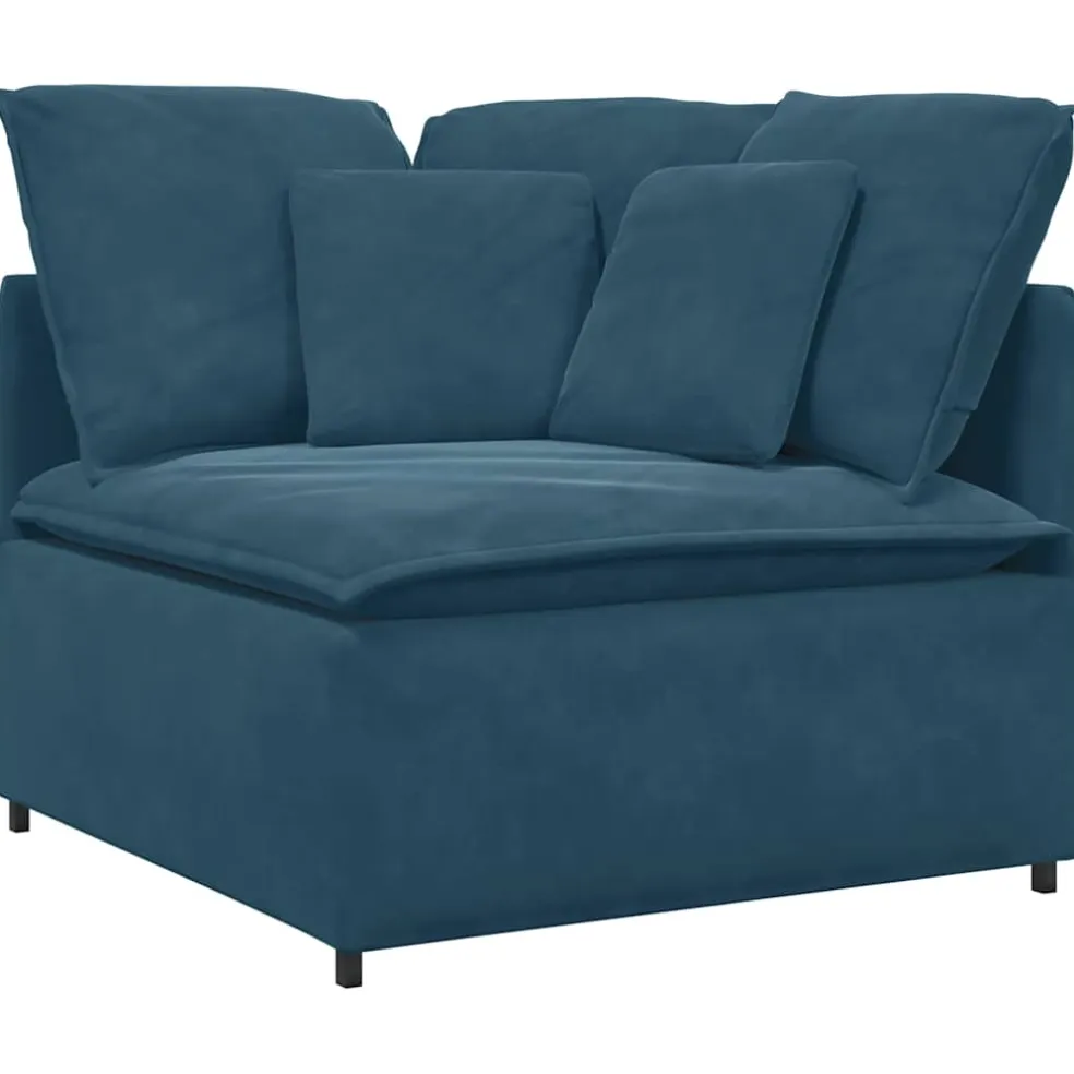 vidaXL Modulaire hoekmodule bank met kussens 100 cm blauw