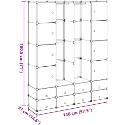 vidaXL Modulaire kast met 18 compartimenten wit 37 x 146 x 180,5 cm