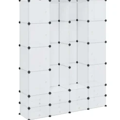 vidaXL Modulaire kast met 18 compartimenten wit 37 x 146 x 180,5 cm