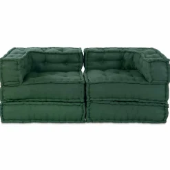 vidaXL Modulair Sofabet 2 st Stof Groen 140 x 70 x 56 cm