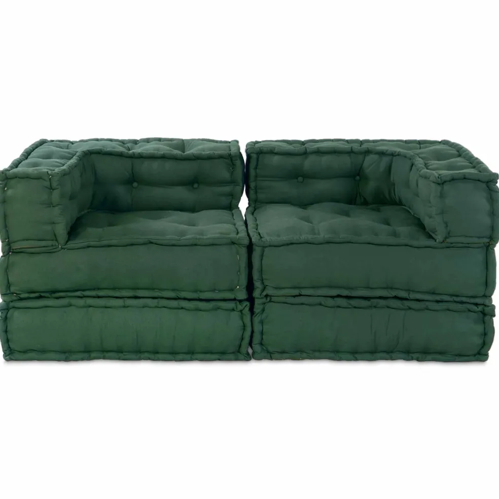 vidaXL Modulair Sofabet 2 st Stof Groen 140 x 70 x 56 cm