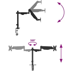 vidaXL Monitor-armbeugel 27 inch scherm gasveer 10 kg