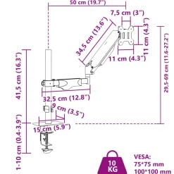 vidaXL Monitor-armbeugel 27 inch scherm gasveer 10 kg