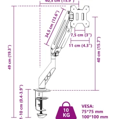 vidaXL Monitorbeugel 27 inch scherm gasveer 10 kg