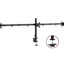 vidaXL Monitorstandaard drieubbel VESA 75/100 mm staal zwart