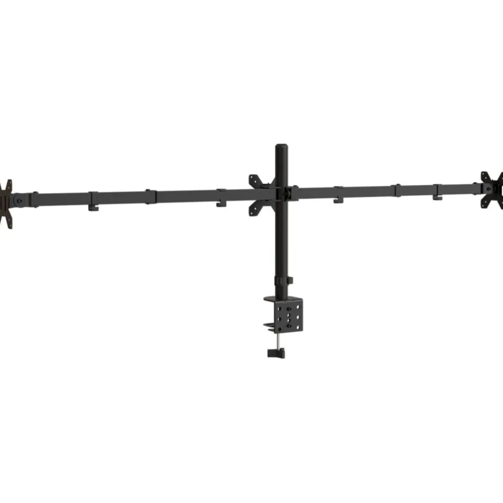 vidaXL Monitorstandaard drieubbel VESA 75/100 mm staal zwart
