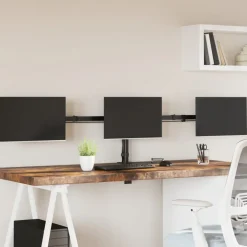 vidaXL Monitorstandaard drieubbel VESA 75/100 mm staal zwart
