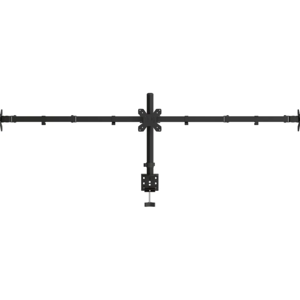 vidaXL Monitorstandaard drieubbel VESA 75/100 mm staal zwart