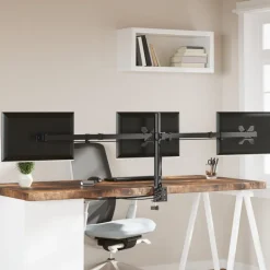 vidaXL Monitorstandaard drieubbel VESA 75/100 mm staal zwart