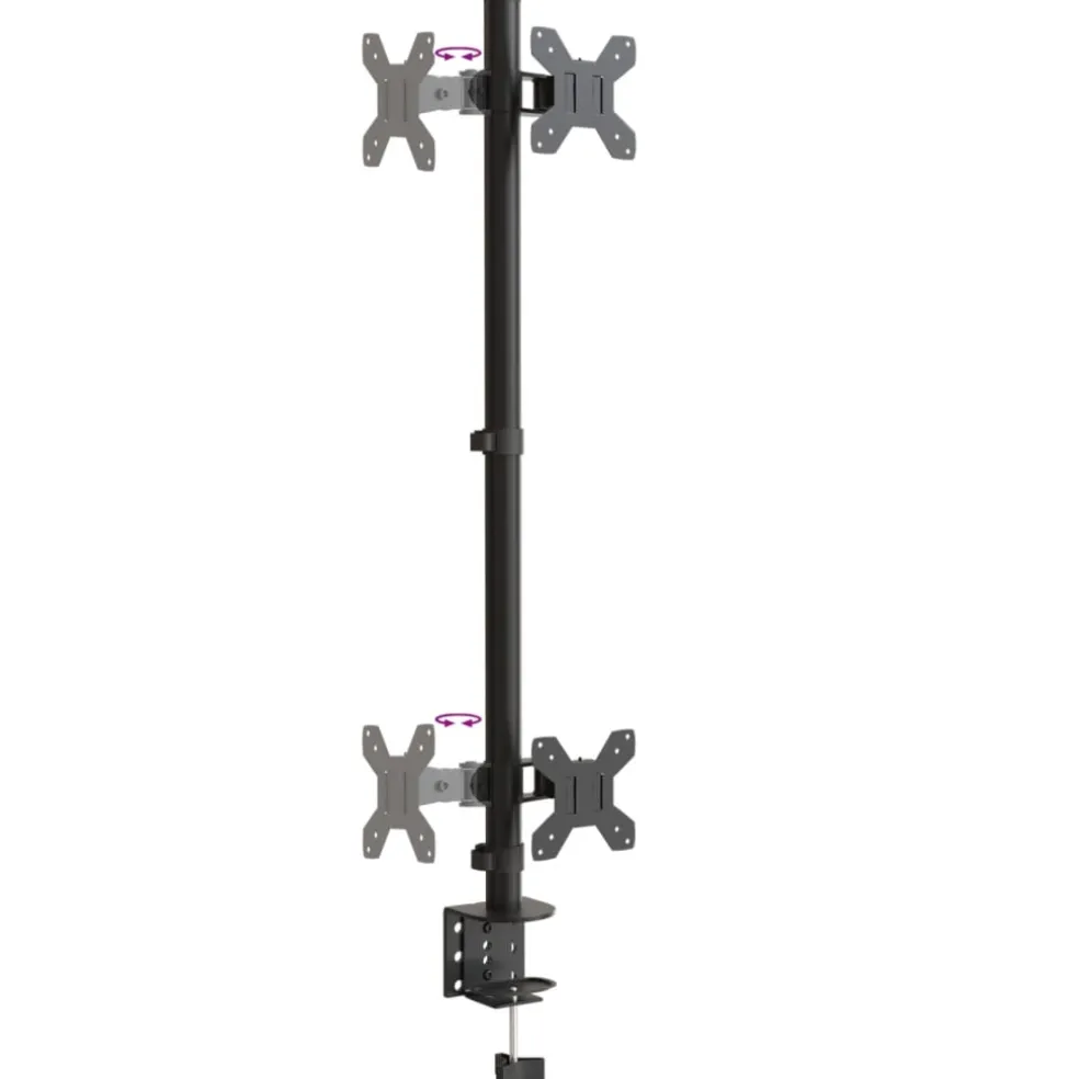 vidaXL Monitorstandaard dubbel VESA 75/100 mm staal zwart