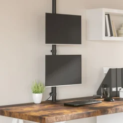 vidaXL Monitorstandaard dubbel VESA 75/100 mm staal zwart