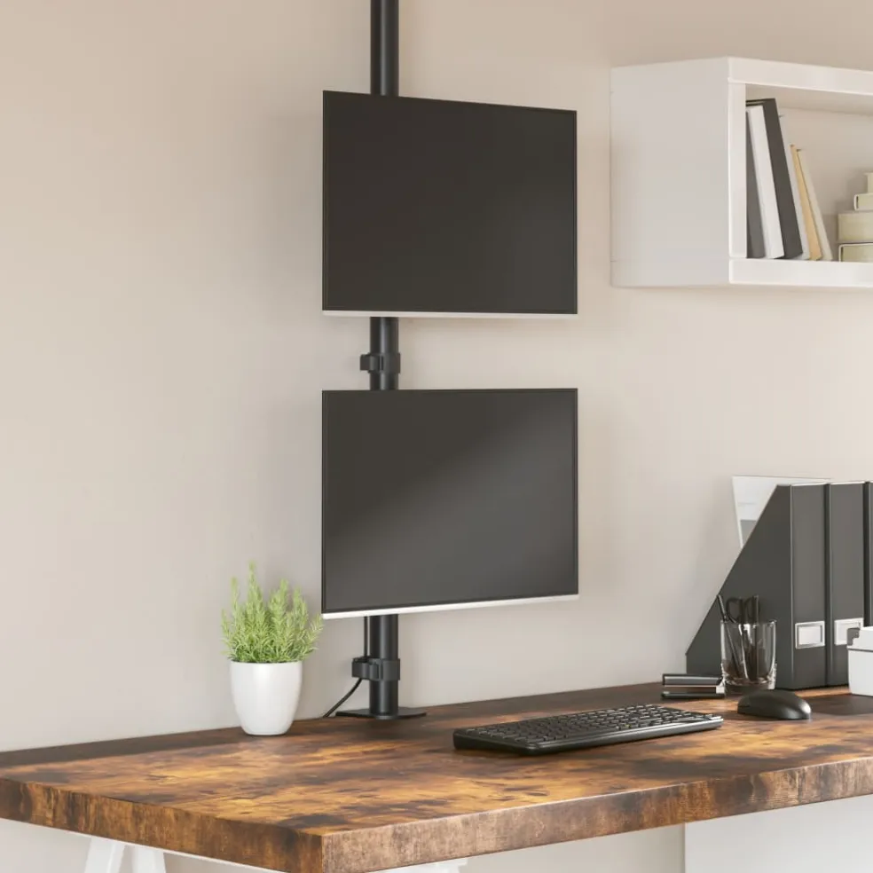 vidaXL Monitorstandaard dubbel VESA 75/100 mm staal zwart