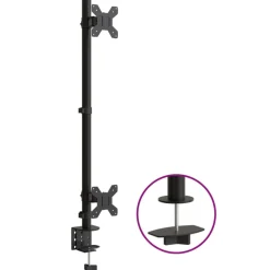 vidaXL Monitorstandaard dubbel VESA 75/100 mm staal zwart