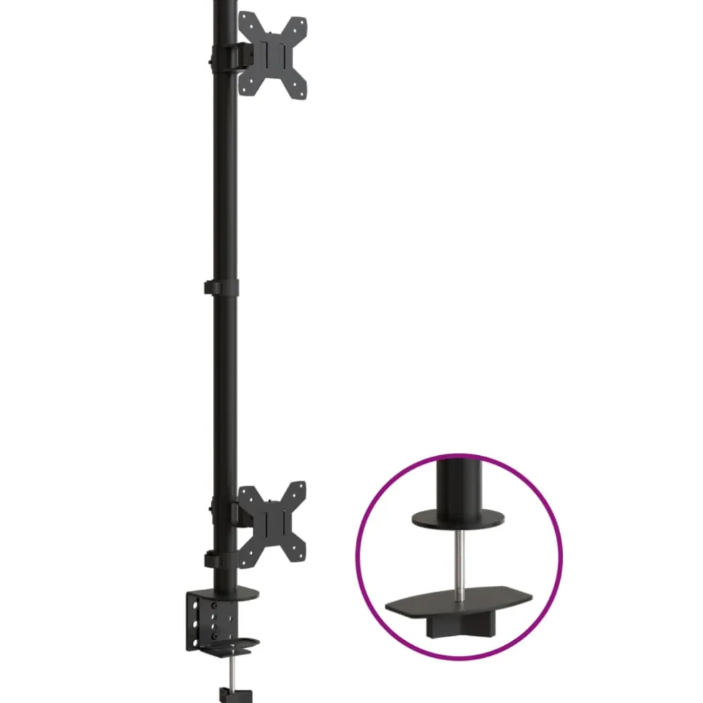 vidaXL Monitorstandaard dubbel VESA 75/100 mm staal zwart