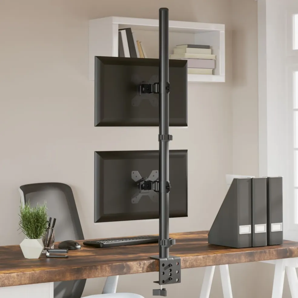 vidaXL Monitorstandaard dubbel VESA 75/100 mm staal zwart