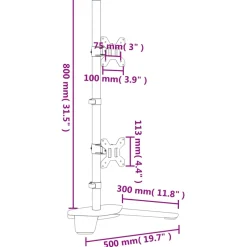 vidaXL Monitorstandaard dubbel VESA 75/100 mm staal zwart