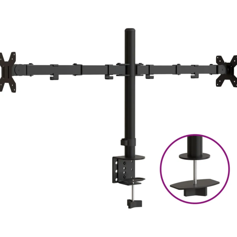 vidaXL Monitorstandaard dubbel VESA 75/100 mm staal zwart