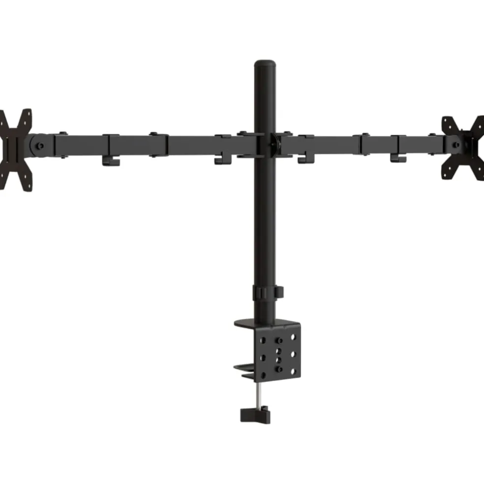 vidaXL Monitorstandaard dubbel VESA 75/100 mm staal zwart