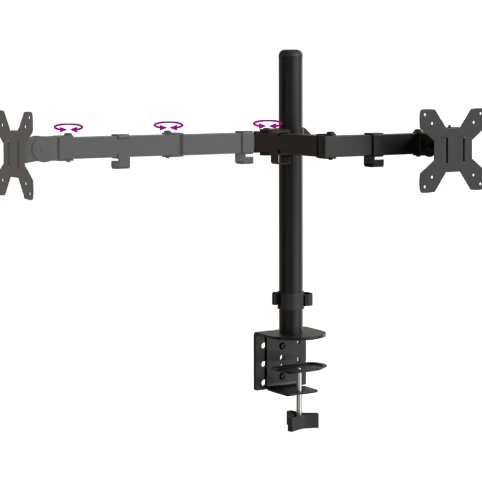 vidaXL Monitorstandaard dubbel VESA 75/100 mm staal zwart
