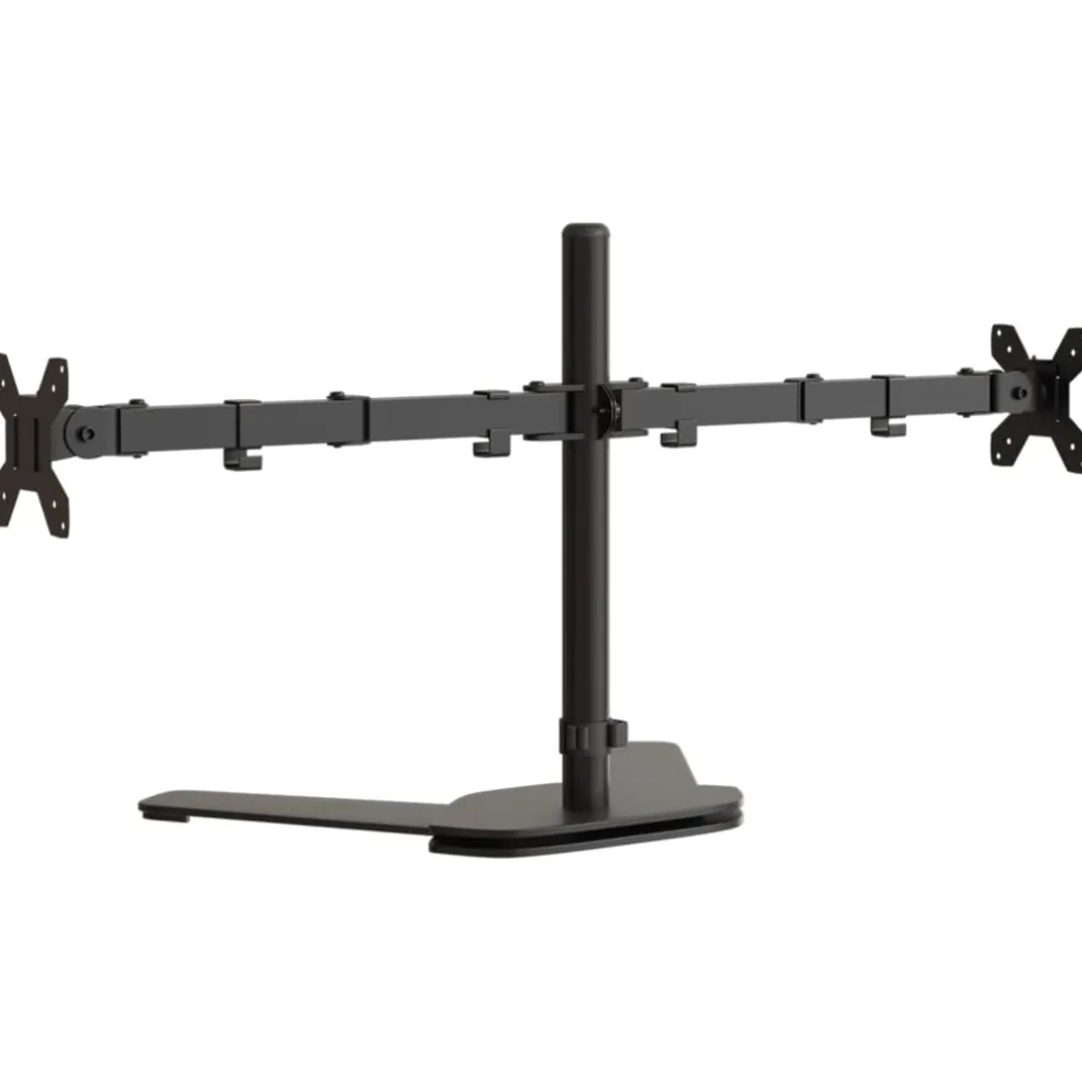 vidaXL Monitorstandaard dubbel VESA 75/100 mm staal zwart