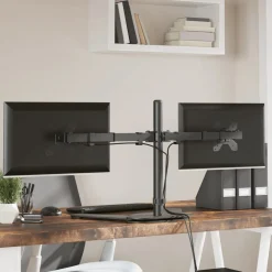 vidaXL Monitorstandaard dubbel VESA 75/100 mm staal zwart