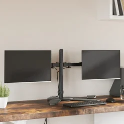 vidaXL Monitorstandaard dubbel VESA 75/100 mm staal zwart
